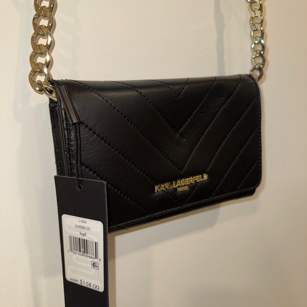 Karl Lagerfeld Gigi Leather Crossbody black with gold-tone hardware